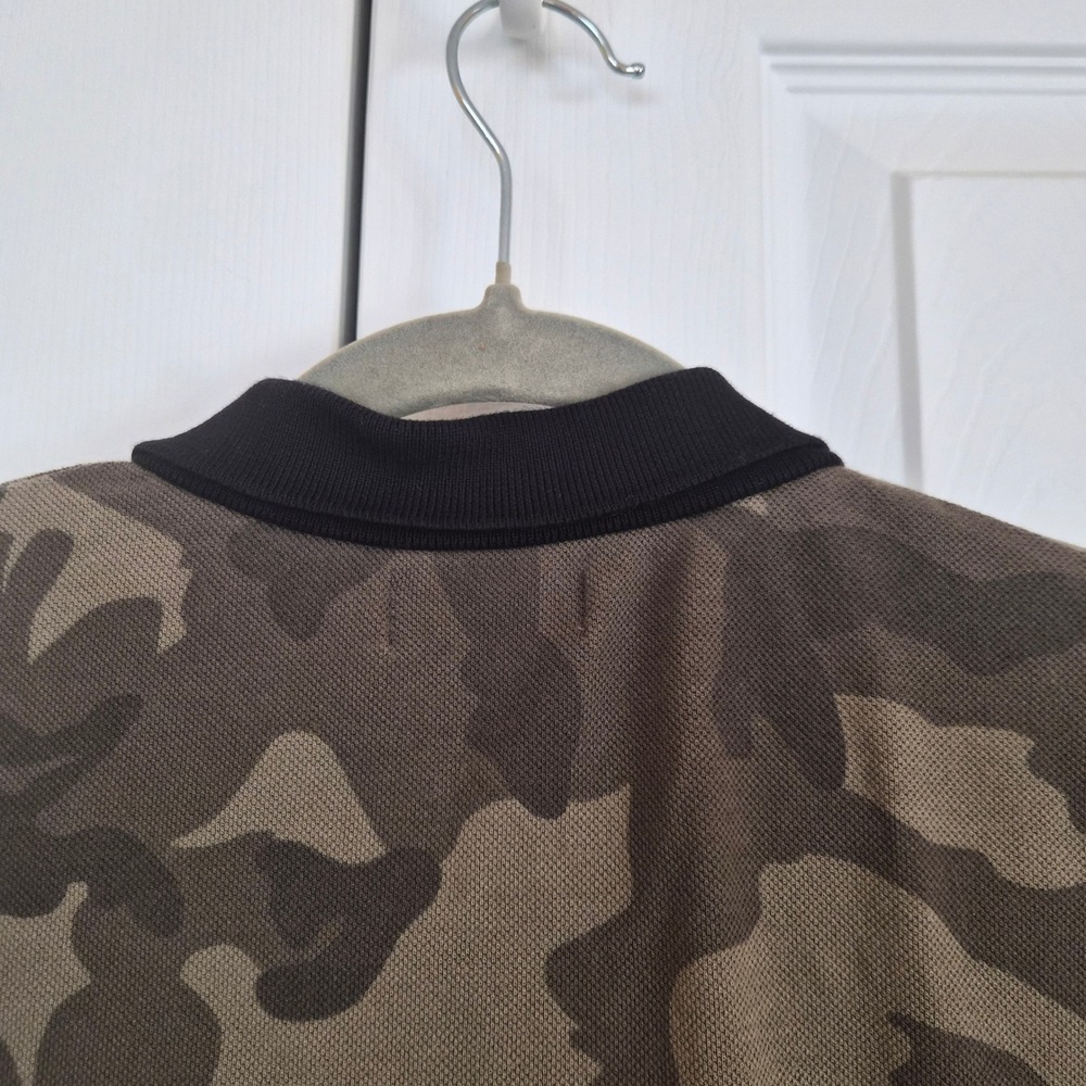 Zara Man Camo Quarter Zip Polo Mens Large Green Brown Short Sleeve Gorpcore - Picture 8 of 8